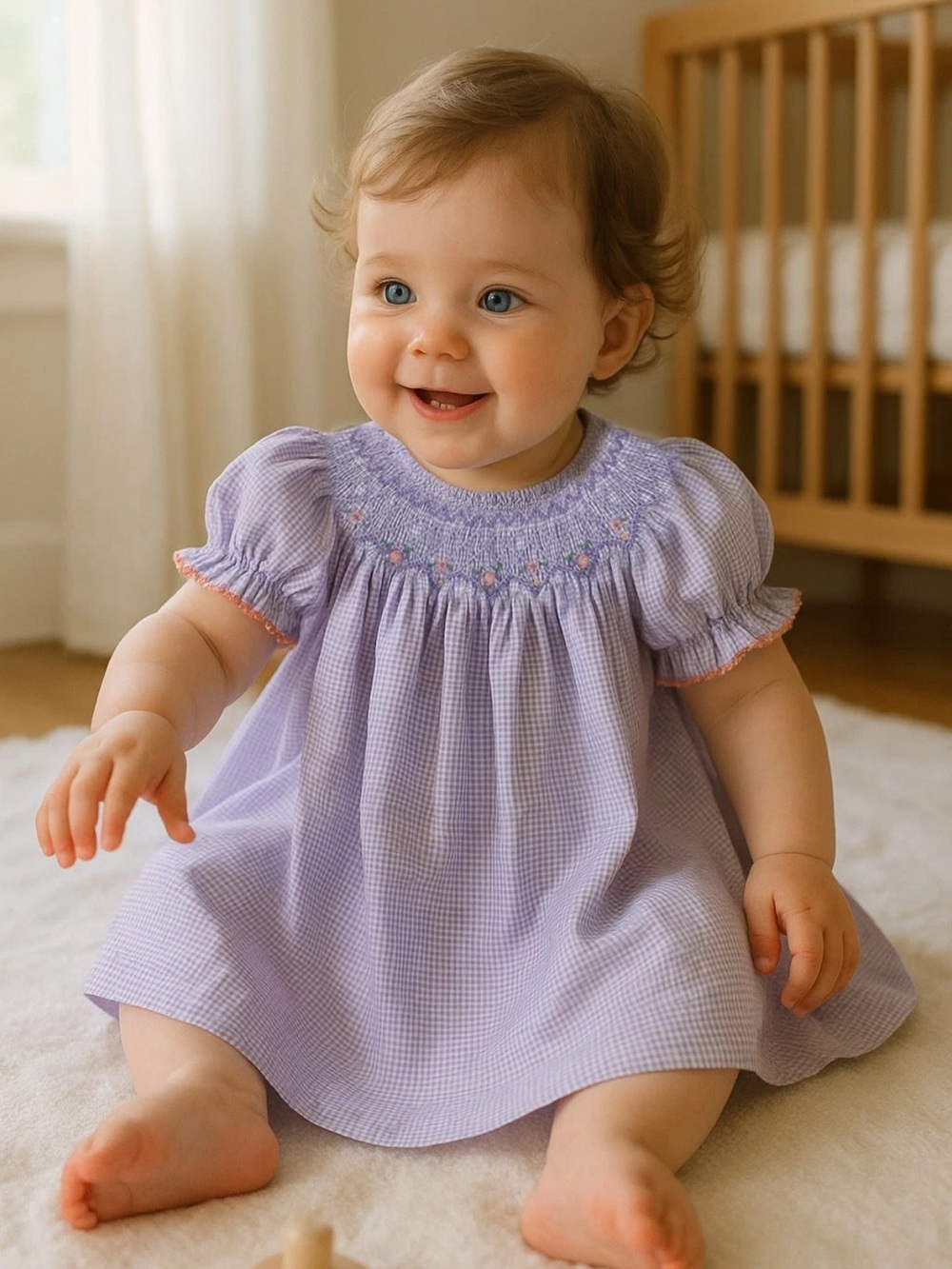 NWT Petit Ami Purple Lavender Smocked Bishop Baby 2pc Dress Heirloom 18M Girls